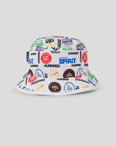 New Era AOP Bucket Hat The Hundred All Teams - White